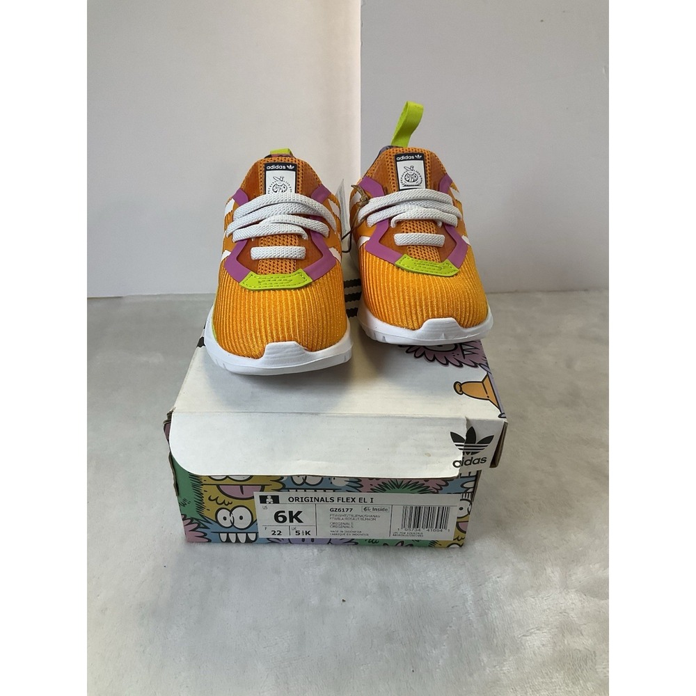 Adidas Originals X‎ Kevin Lyons Kids Shoes Flex El I Orange White GZ6177 Size 6K - Picture 2 of 7